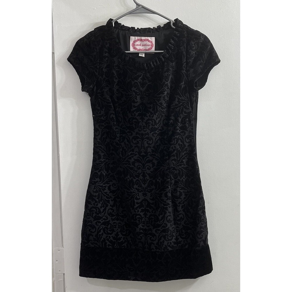 Smak Parlour Women XS Black Burnout Velvet Floral Bodycon Mini Dress Whimsigoth